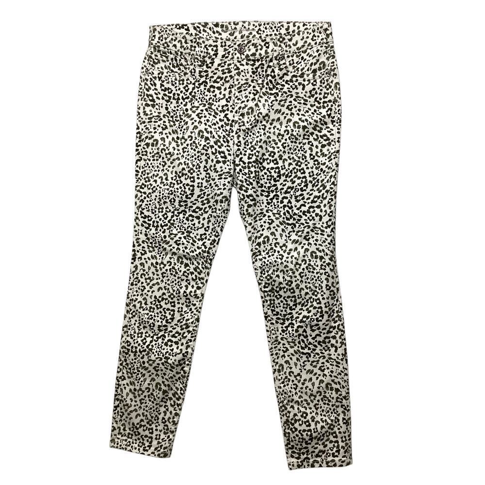 Tommy Bahama Ella Twill high-rise ankle jeans green leopard print size 10/28